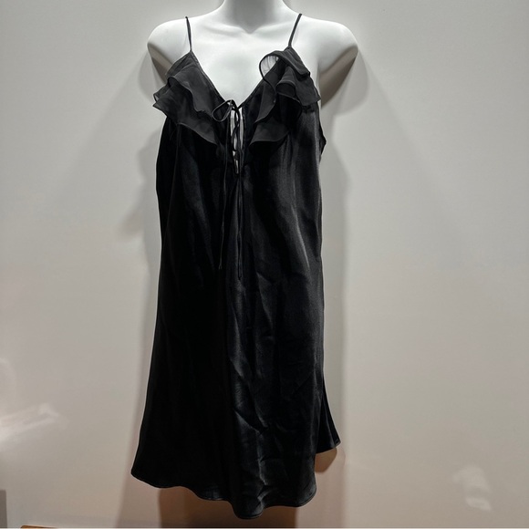 Black Negligee Nightgown Babydoll Ruffles Satin by‎ adonna Size M vintage - Picture 2 of 9